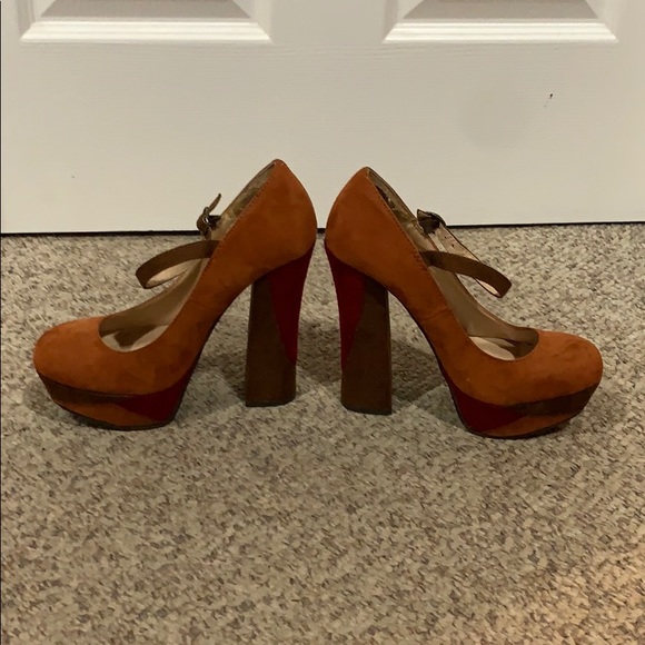 Candies orange Red brown platform cajude shoes 8.5 - Picture 3 of 6